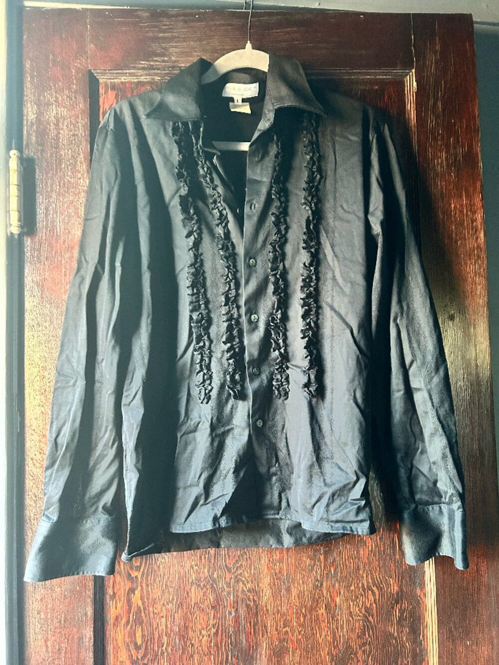 Vintage Paul & Joe Black Button Down with Ruffle and Pointelle Detail Size Large
